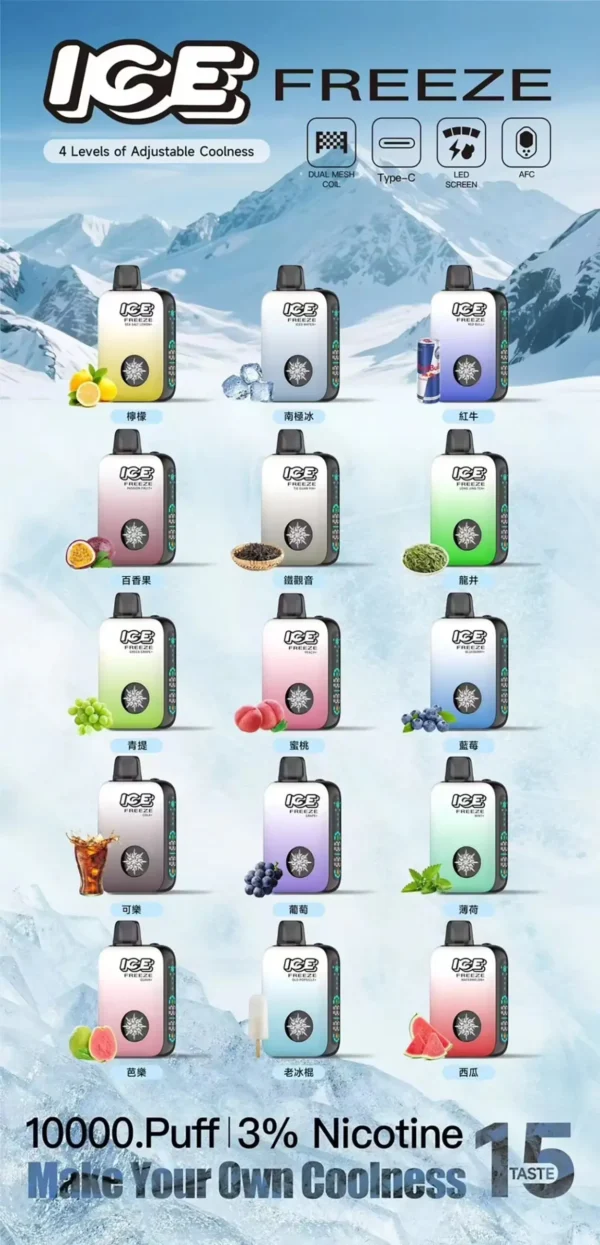 ICE冰點10000口自定義涼感機 | 大容量維持低負擔感水果口味電子煙｜迎合喜愛清爽果香的夜貓派